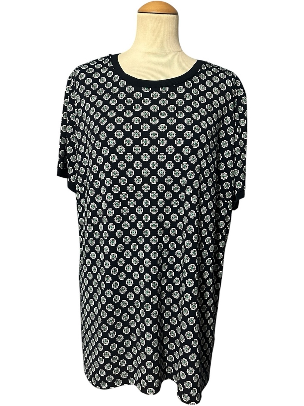 Lauren Ralph Lauren Printed Short Sleeve Shirt Navy White Size 2X